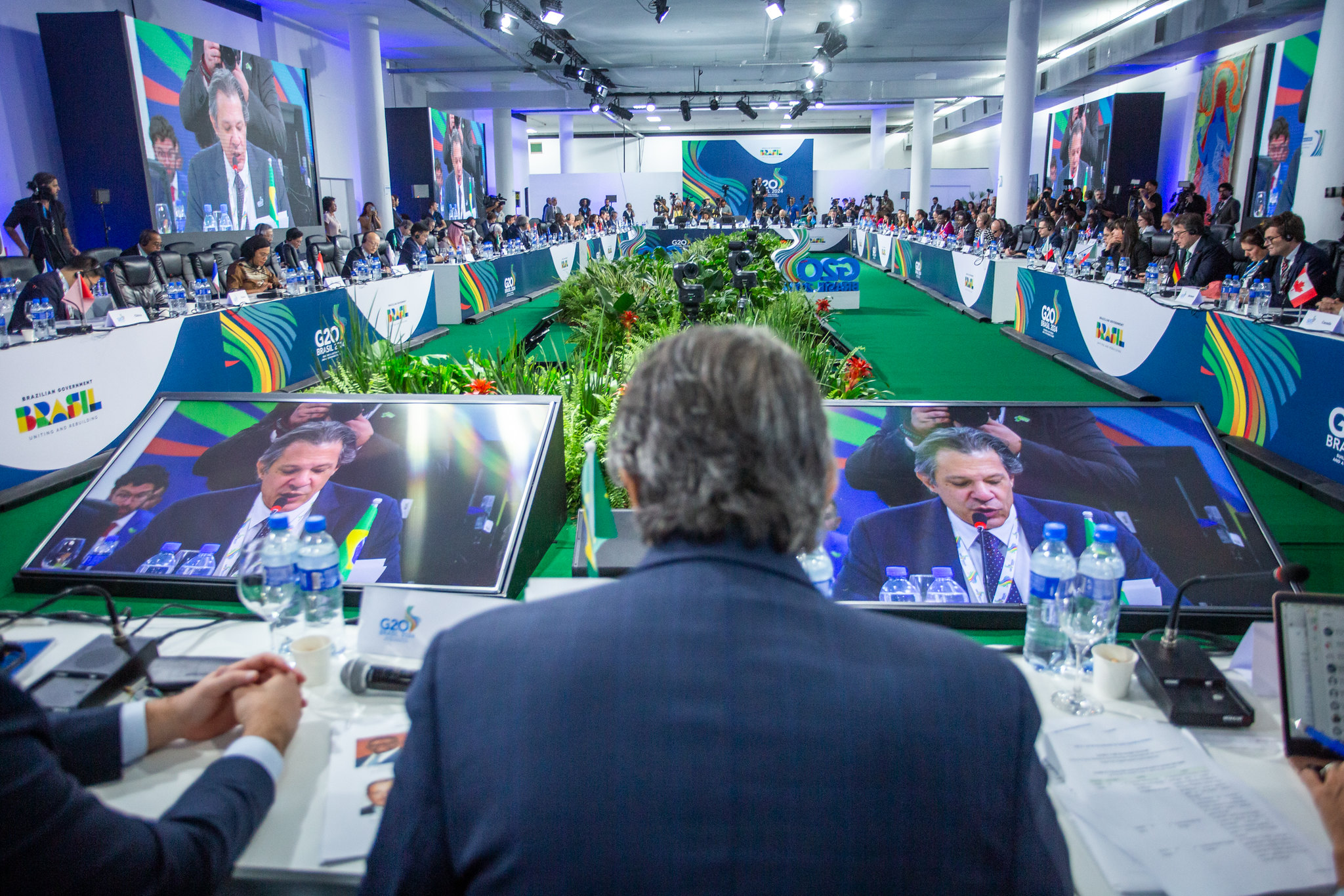 O ministro da Fazenda do Brasil, Fernando Haddad, na reunião de Ministros das Finanças e presidentes dos Bancos Centrais./ Crédito: Diogo Zacarias/MF.