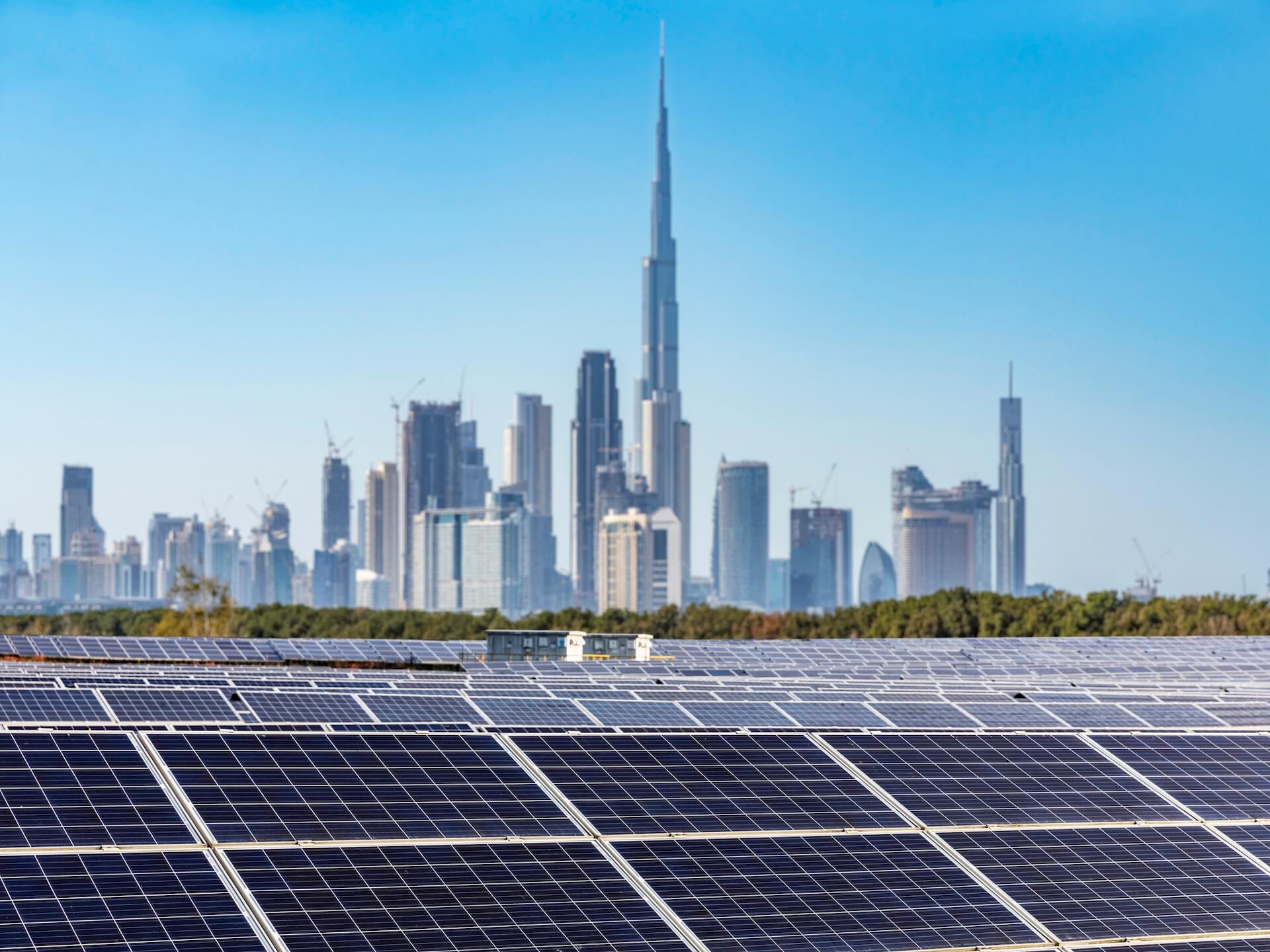 Solar power station in Dubai, United Arab Emirates. Image source: Getty images.