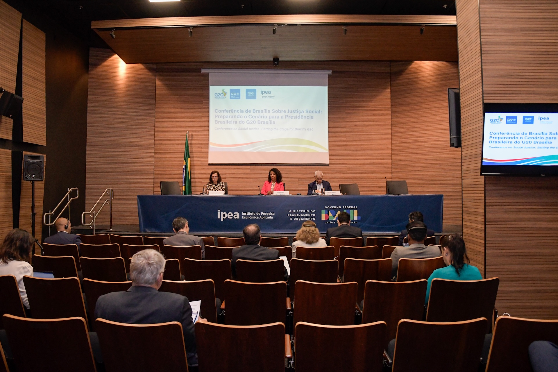 Conferência de Brasília Sobre Justiça Social: Preparando o Cenário para a Presidência Brasileira do G20 foi realizada em dezembro em Brasília. Crédito: Helio Montferre/Ipea 
