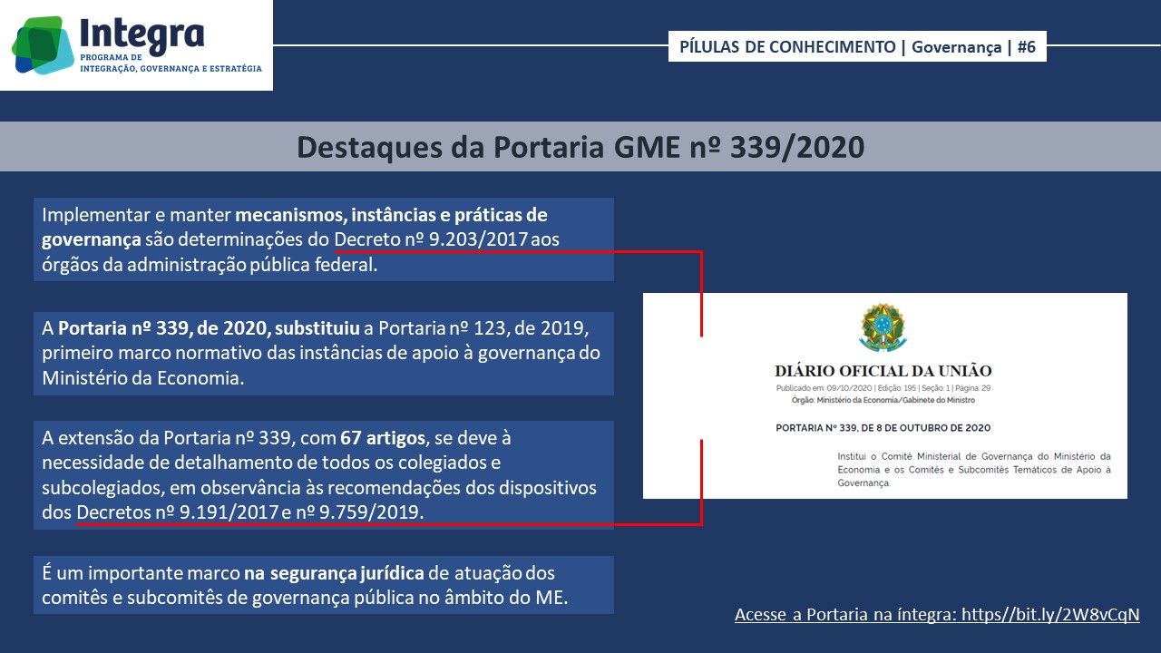 Pílula de Conhecimento #6 - Destaques Portaria GME nº339/2020