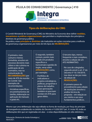 Pílula de Conhecimento #10 - Tipos de Deliberações do Comitê Ministerial de Governança (CMG)