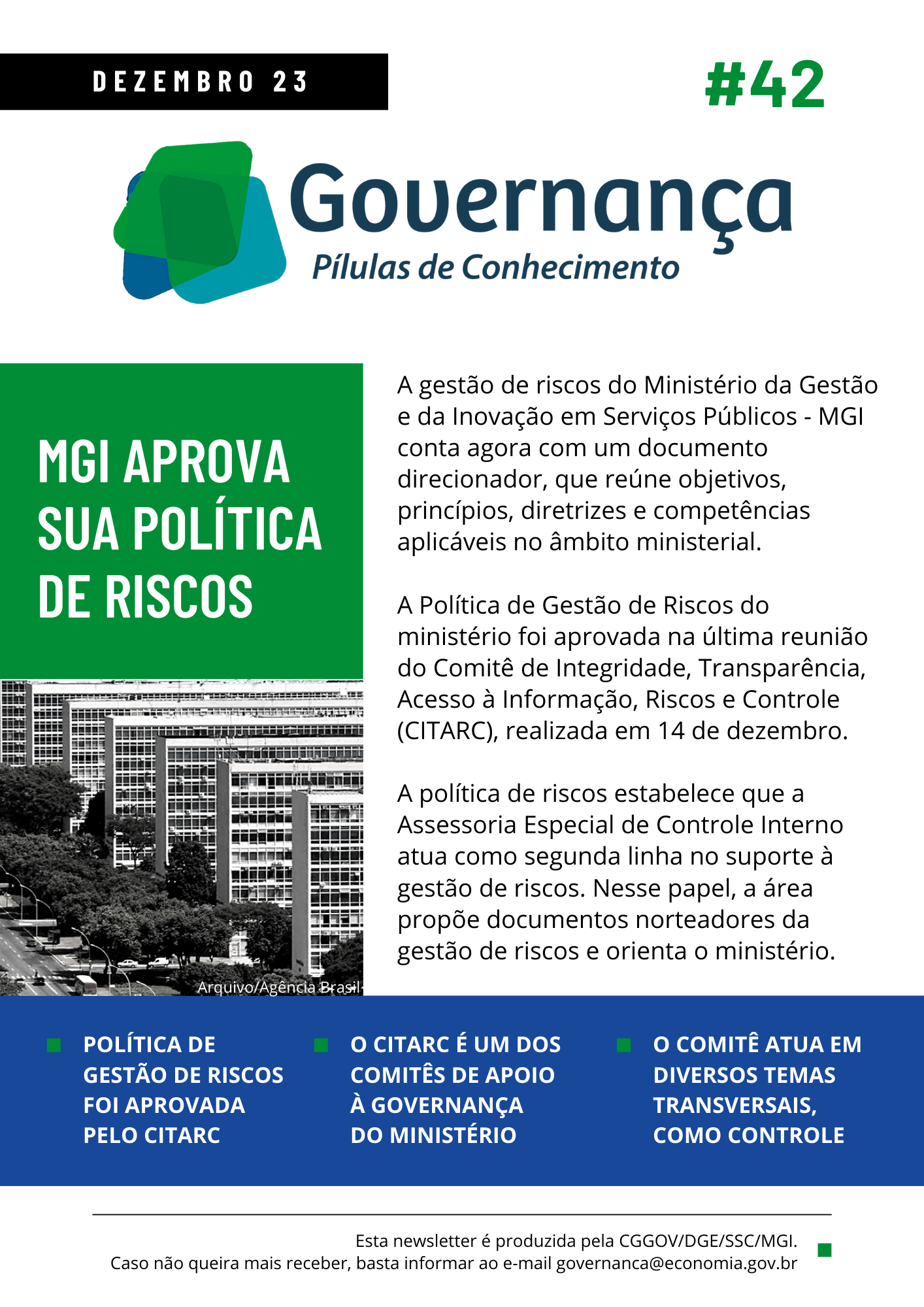 MGI APROVA SUA POLÍTICA DE RISCOS