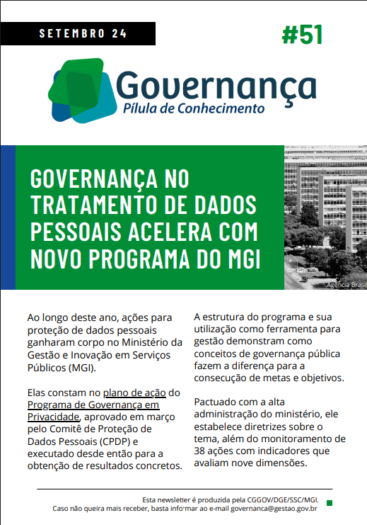 GOVERNANÇA NO TRATAMENTO DE DADOS PESSOAIS ACELERA COM NOVO PROGRAMA DO MGI