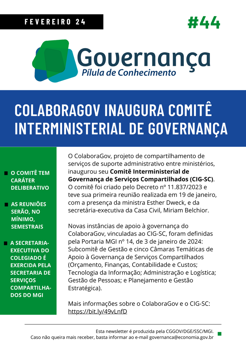 COLABORAGOV INAUGURA COMITÊ INTERMINISTERIAL DE GOVERNANÇA