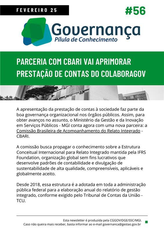 PARCERIA COM CBARI VAI APRIMORAR PRESTAÇÃO DE CONTAS DO COLABORAGOV