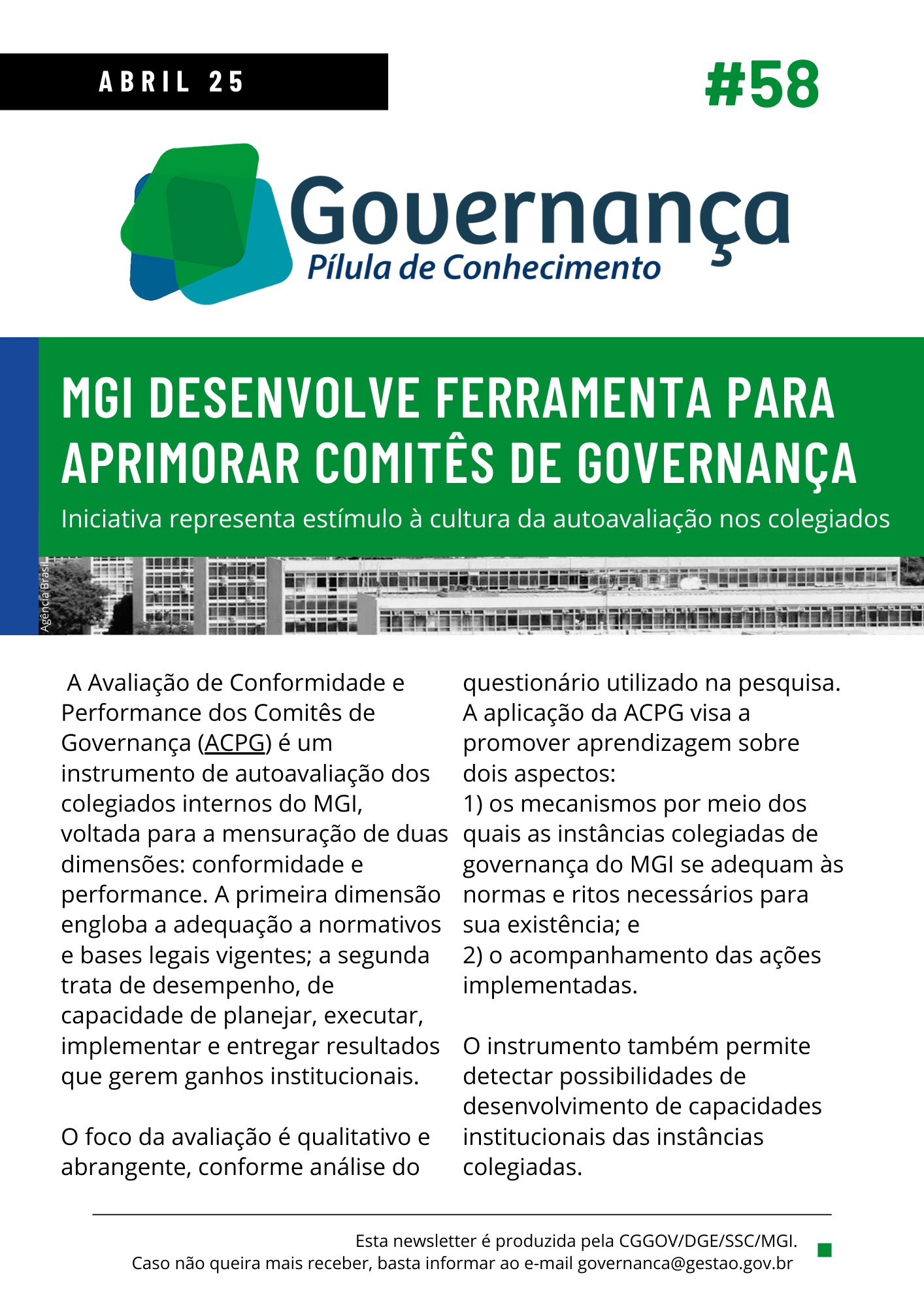 MGI DESENVOLVE FERRAMENTA PARA APRIMORAR COMITÊS DE GOVERNANÇA