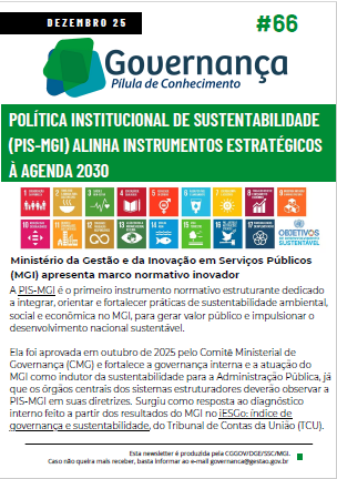 Política Institucional de Sustentabilidade (PIS-MGI) alinha instrumentos estratégicos à Agenda 2030