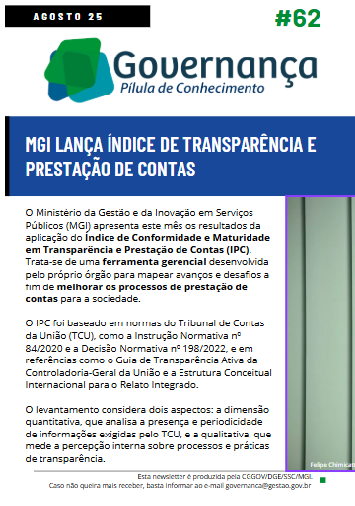 MGI lança índice de transparência e prestação de contas