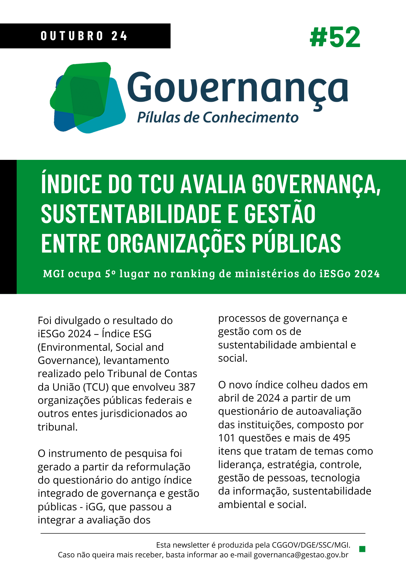 ÍNDICE DO TCU AVALIA GOVERNANÇA, SUSTENTABILIDADE E GESTÃO ENTRE ORGANIZAÇÕES PÚBLICAS