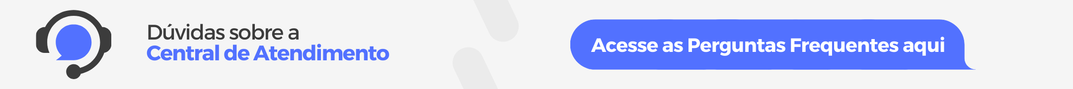 banner com o ícone de fone e balão de fala da Central de Atendimento azul, preto e branco, com notebook com a tela do portal de serviços com link para as perguntas frequentes