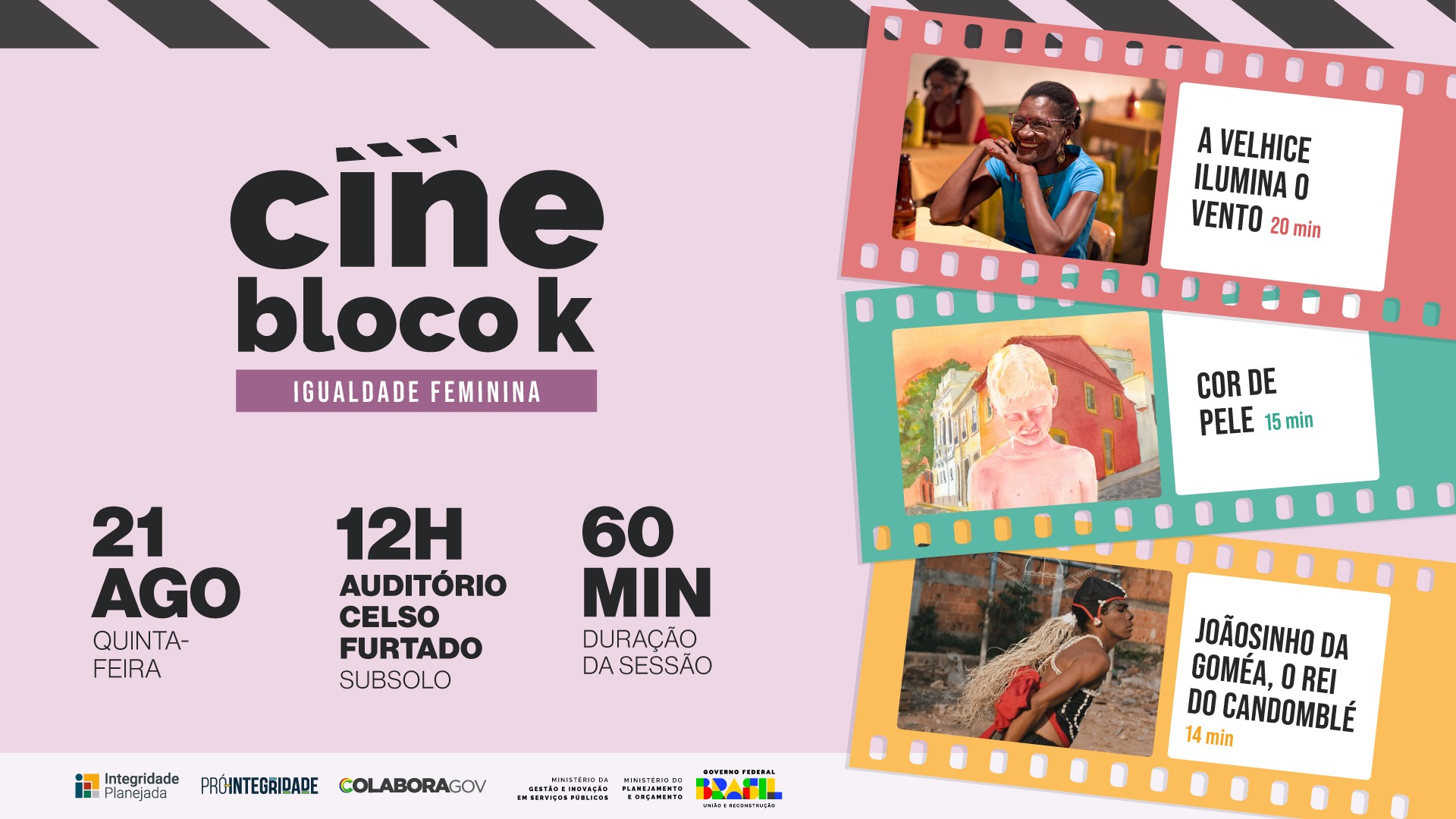 Edição de agosto do Cine Bloco K será em alusão ao Agosto Lilás