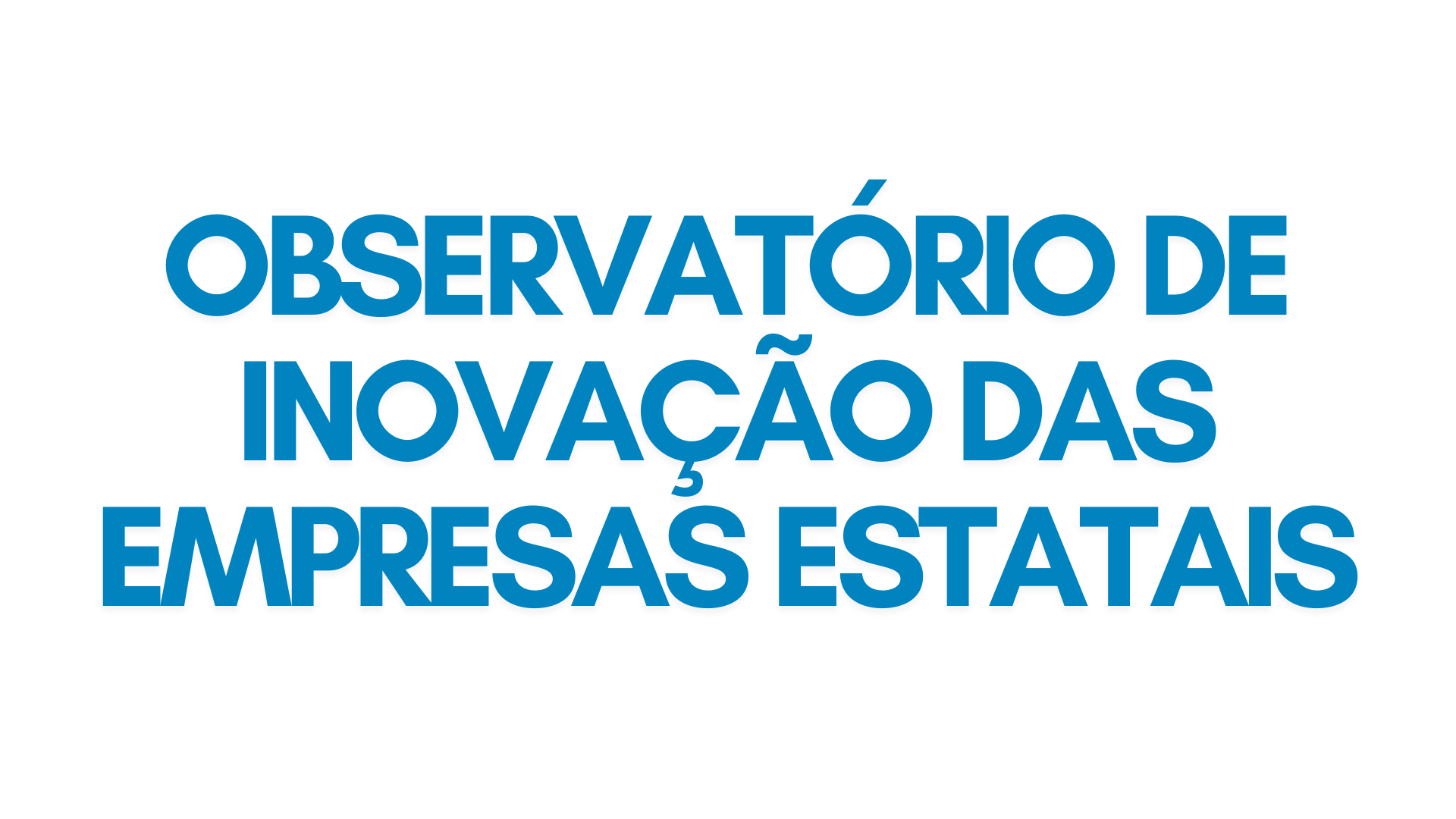 Imagem com fundo cinza claro, contendo à esquerda um símbolo gráfico em amarelo com formato geométrico envolvendo um círculo azul estilizado. À direita, aparece o texto “OBSERVATÓRIO” em letras grandes e azuis, seguido de “de INOVAÇÃO” (com “de” em preto e “INOVAÇÃO” em azul) e, abaixo, “das empresas estatais” em letras pretas. O conjunto representa uma identidade visual institucional voltada ao tema de inovação em empresas estatais.