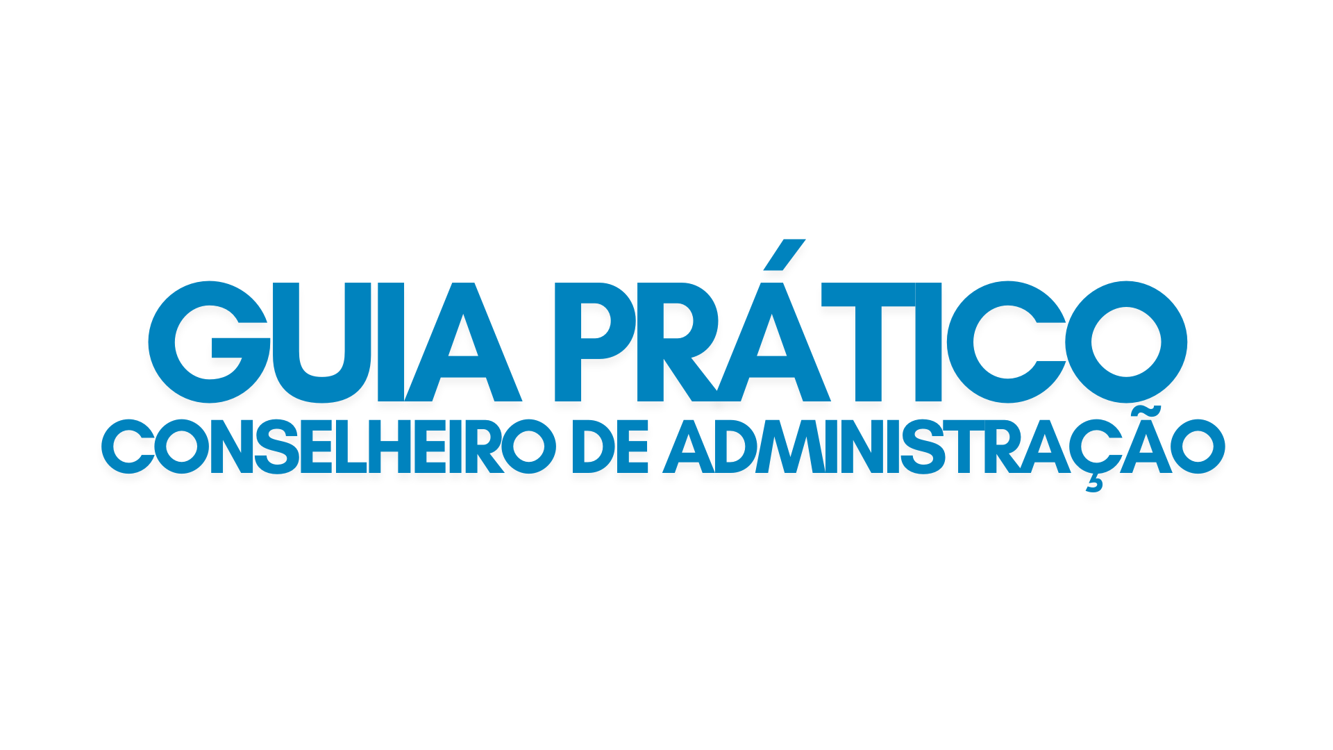 Imagem com fundo cinza claro e formas coloridas nas bordas (verde, vermelho e azul). No centro, há um retângulo amarelo com o texto “GUIA PRÁTICO CONSELHEIRO DE ADMINISTRAÇÃO” em letras grandes e cinza escuro. À esquerda, aparece um ícone de um livro aberto em vermelho, com uma mão apontando para o conteúdo, representando leitura e orientação prática.