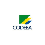 Imagem com fundo claro exibindo o logotipo “CODEBA”. No centro, há um símbolo geométrico estilizado nas cores verde, amarelo e azul, formando uma composição abstrata que remete à bandeira do Brasil. Abaixo do símbolo, aparece o texto “CODEBA” em letras maiúsculas na cor azul escuro, representando uma identidade visual institucional ligada à autoridade portuária.