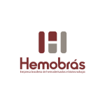 Logo sobre fundo claro com símbolo e texto em tons de vermelho e cinza. Na parte superior, há três formas verticais arredondadas, duas em vermelho e uma em cinza, formando um elemento gráfico estilizado. Abaixo, aparece a palavra “Hemobrás” em letras maiores na cor vermelha. Logo abaixo, em tamanho menor e na cor cinza, lê-se “empresa brasileira de hemoderivados e biotecnologia”, indicando a área de atuação da instituição.