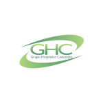 Logo sobre fundo claro com símbolo e texto em tons de verde. No centro, aparece a sigla “GHC” em letras grandes e estilizadas na cor verde. Ao redor da sigla, há uma forma curva e alongada também em verde, que envolve parcialmente o texto, lembrando um movimento fluido ou um traço envolvente. Abaixo, em tamanho menor, lê-se “Grupo Hospitalar Conceição”, completando a identificação institucional com aspecto suave e orgânico.
