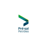 Logo sobre fundo claro com composição simples e moderna. Na parte superior, há um símbolo formado por uma forma inclinada em verde com uma faixa diagonal azul, lembrando uma seta ou um recorte geométrico. Abaixo do símbolo, aparece o texto “Pré-sal Petróleo” em letras azuis, com tipografia limpa e institucional, transmitindo a ideia de energia e exploração petrolífera.