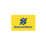 Imagem com fundo amarelo exibindo o logotipo do “Banco do Brasil”. No centro, há um símbolo geométrico estilizado em azul que combina as letras “B” e “B”, formando um desenho simétrico. Abaixo do símbolo, aparece o texto “BANCO DO BRASIL” em letras maiúsculas na cor azul, compondo uma identidade visual institucional ligada ao setor financeiro público.