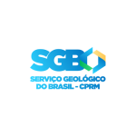 Logo sobre fundo claro com composição centrada. No topo, há a sigla “SGB” em letras grandes, arredondadas e em tom de azul claro, acompanhada de um pequeno detalhe geométrico em amarelo e azul à direita. Abaixo da sigla, em duas linhas menores, lê-se “SERVIÇO GEOLÓGICO DO BRASIL - CPRM” em azul, com tipografia simples e institucional. O conjunto transmite uma identidade ligada à geologia e ao conhecimento técnico, com cores que remetem à estabilidade e ao ambiente natural.