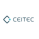 Imagem com fundo claro exibindo o logotipo “CEITEC”. À esquerda, há um símbolo geométrico formado por linhas em azul escuro, com pequenos pontos que sugerem conexão ou tecnologia. À direita do símbolo, aparece o texto “CEITEC” em letras maiúsculas, na cor azul. O conjunto apresenta uma identidade visual limpa e moderna, associada a tecnologia e inovação.