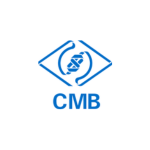 Imagem com fundo claro exibindo o logotipo “CMB”. No centro, há um símbolo geométrico em azul formado por duas mãos estilizadas que envolvem um círculo com um mapa do Brasil no interior. Abaixo do símbolo, aparece o texto “CMB” em letras maiúsculas na cor azul, compondo uma identidade visual institucional.