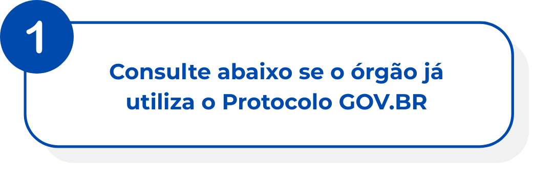 Botão fundo branco com passo 1 para protocolar documento no portal GOV.BR