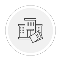 Círculo com Ícone de p´rédios dentro simbolizando a administração públcia federal