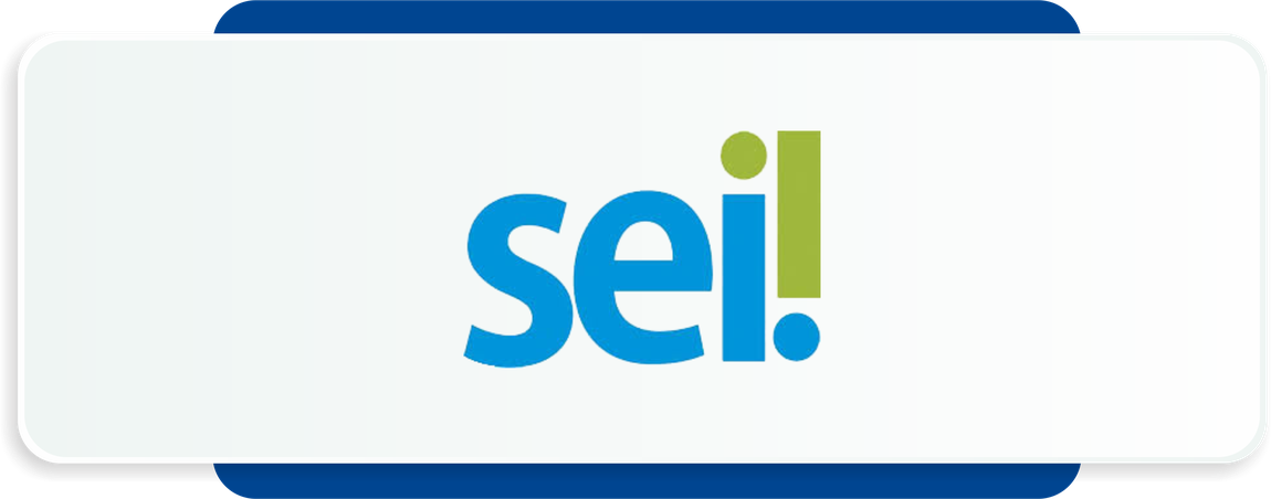 Fundo branco. Texto: sei!