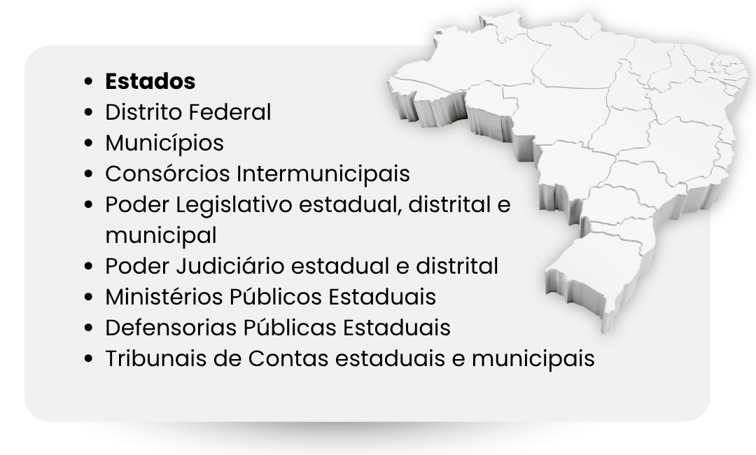 Mapa com lista de entidades que podem aderir. Leva para página com mais detalhes sobre adesão
