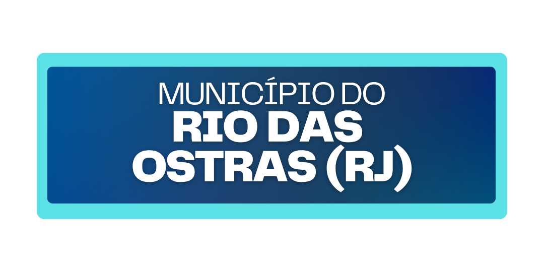 Botão retangular com fundo azul e texto: município rio das ostras com link para contatos