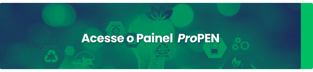 Banner com fundo verde, figuras de natureza e texto: Acesse o painel ProPEN abaixo