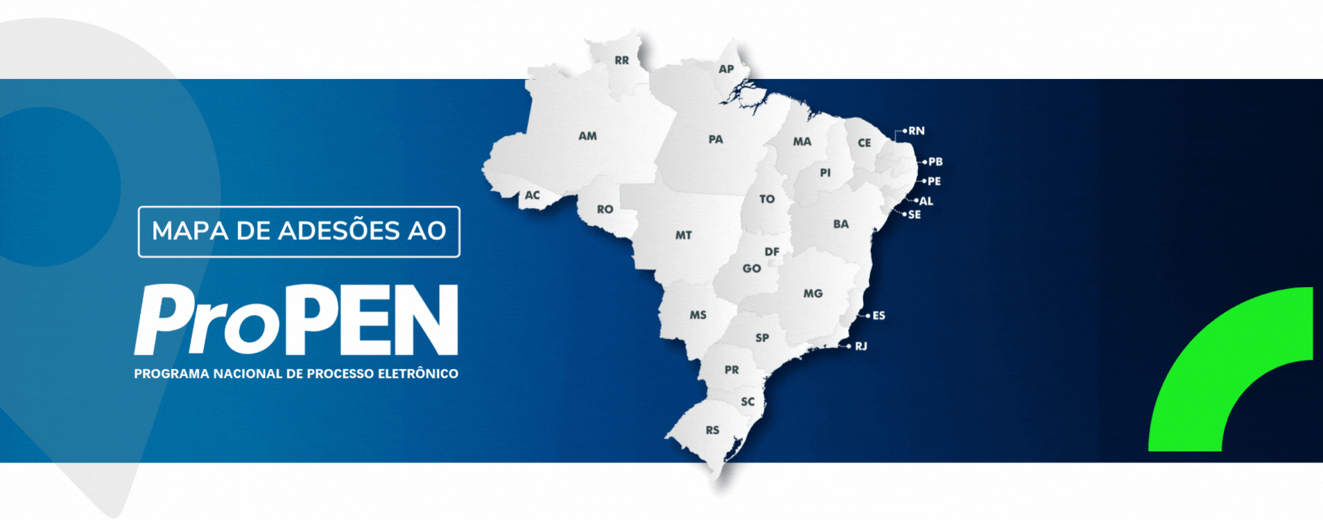 mapa com estados que aderiram ou estão em adesão