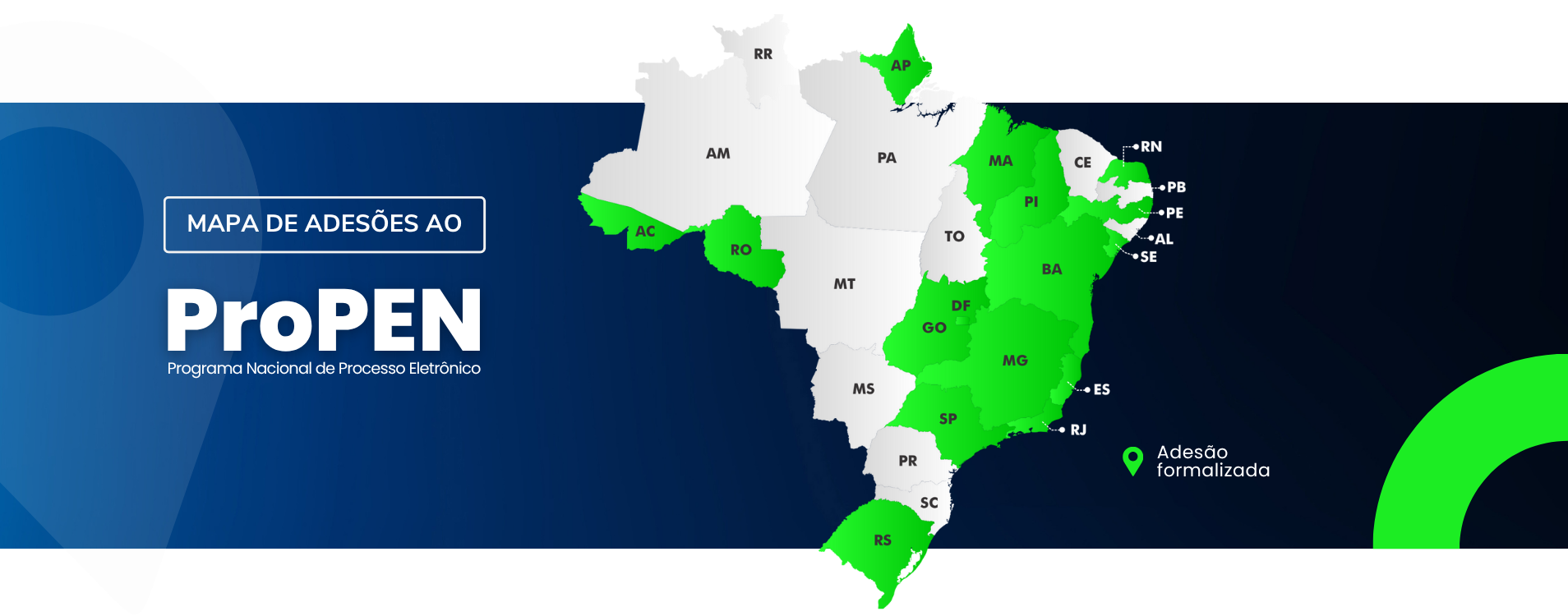 mapa com estados que aderiram ou estão em adesão