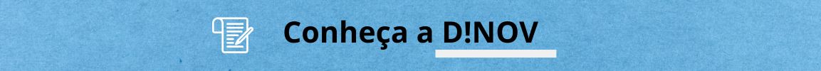 Banner com fundo azul texturizado, contendo um ícone de alvo à esquerda e o texto em destaque “Conheça a DINOV”.