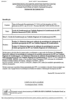 Termo de Recebimento - Relatório Bimestral 