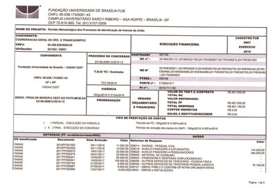 Relatório Financeiro - Termo de Execução Descentralizada nº 009/2016