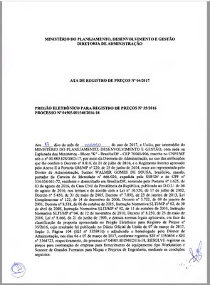 Ata de Registro de Preços Nº 04/2017 