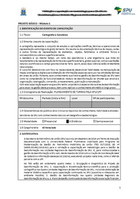 PROJETO BÁSICO – Módulo 1:  Cartografia e Geodésia