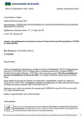 Ofício nº 37/2019/DAF / DCF / CEPC 