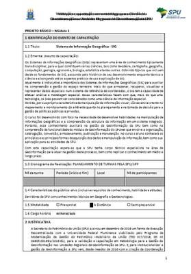 PROJETO BÁSICO – Módulo 1: Sistema de Informação Geográfica – SIG  
