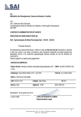 Nota 3965 SEI 2809450 – Apresentação de Nota Fiscal (parcial) – OS 04 