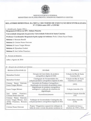 Relatório Bimestral da Meta 03 do Termo de Execução Descentralizada Nº 17/2016 entre SPU e UFF/RJ 