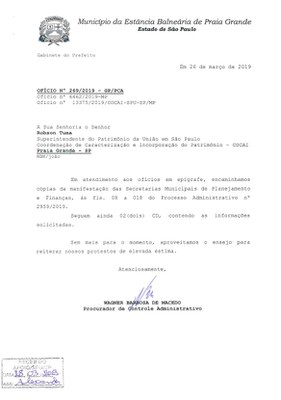 OFÍCIO Nº 269/2019 - GP/PCA 