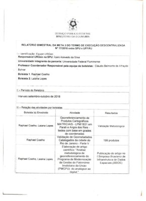Relatório Bimestral da Meta 03 do Termo de Execução Descentralizada Nº 17/2016 entre SPU e UFF/RJ     
