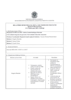 Relatório Bimestral da Meta 3 do Termo de Execução Descentralizada Nº 17/2016 entre a SPU e UFF/RJ