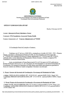 OFÍCIO Nº 25389/2019/CGIPA-SPU/MP 