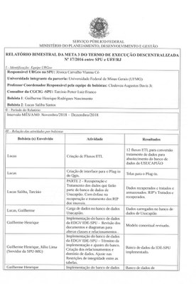 Relatório Bimestral da Meta 03 do Termo de Execução Descentralizada Nº 17/2016 entre SPU e UFF/RJ   10/02/2019
