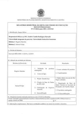 Relatório Bimestral da Meta 03 do Termo de Execução Descentralizada Nº 17/2016 entre SPU e UFF/RJ   