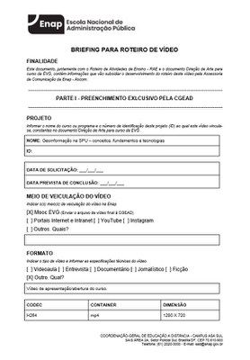 BRIEFING PARA ROTEIRO DE VÍDEO - Curso de Geoinformação na SPU – conceitos, fundamentos e tecnologias 