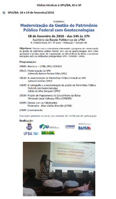 Visitas técnicas às SPUs BA, RJ e SP
